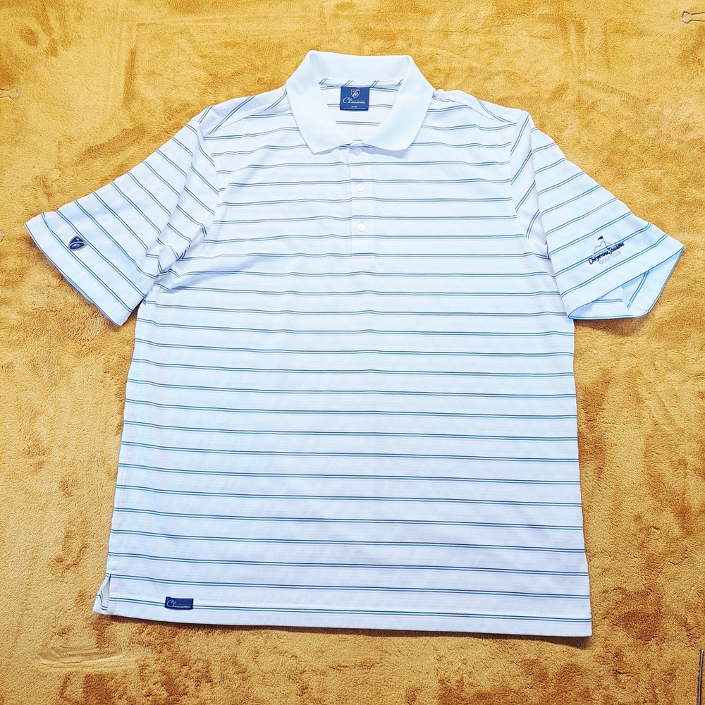 Cleveland Classics Polo Shirt Mens‎ XL White Striped Excellent Golf Performance